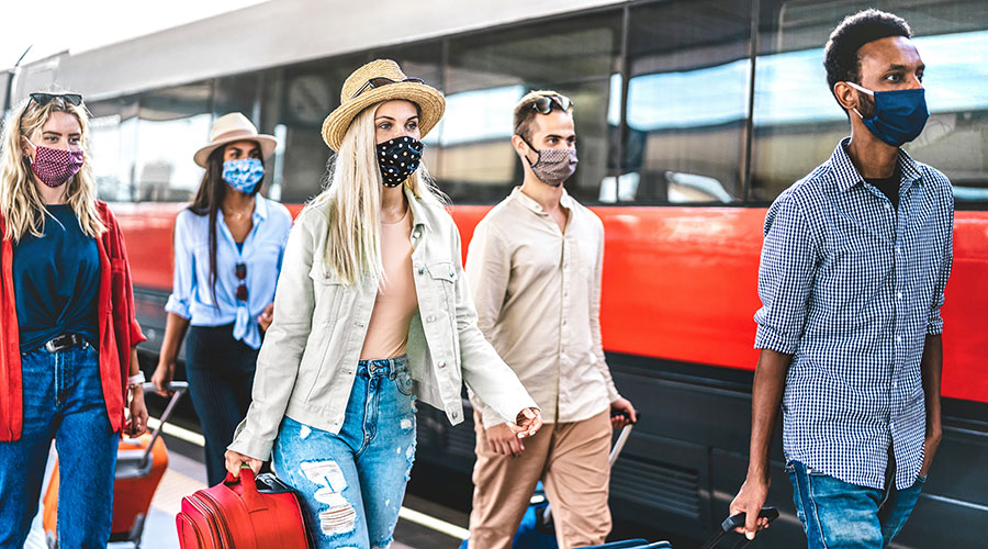 people traveling with mask on people traveling with mask on